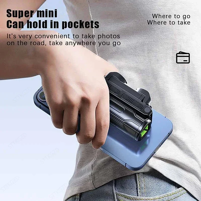 Super Mini Selfie Stick Supporto per telefono portatile Aiuto per il tiro Design integrato versatile Telecomando Bluetooth per trasmissione in diretta