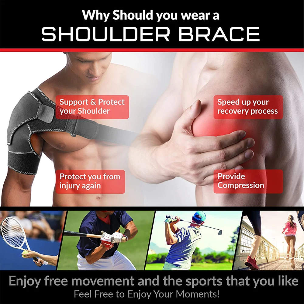 ไหล่ปรับได้สนับสนุนรั้ง Pad เข็มขัดสายคล้องคอกีฬา Recovery Neoprene ไหล่การบีบอัดแขนกลับ BRACE GUARD