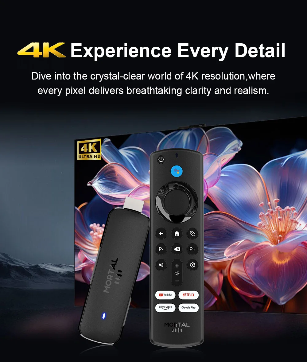 Global Version Android14 TV Stick Home Theater Allwinner H313 Mortal Q8 Support 4K@60fps Wifi6 Bluetooth Voice Remote Live TV