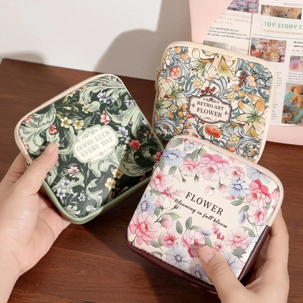 Women Girls Cosmetic Makeup Bag Coin Purse Large Capacity Sanitary Pads Bag Portable Mini Data Cables Organizer Multipurpose