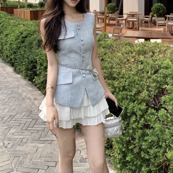 Colete Sem Mangas  Nanzhu para Mulheres, Top de Verão, Estilo Casual, Crimento Regular