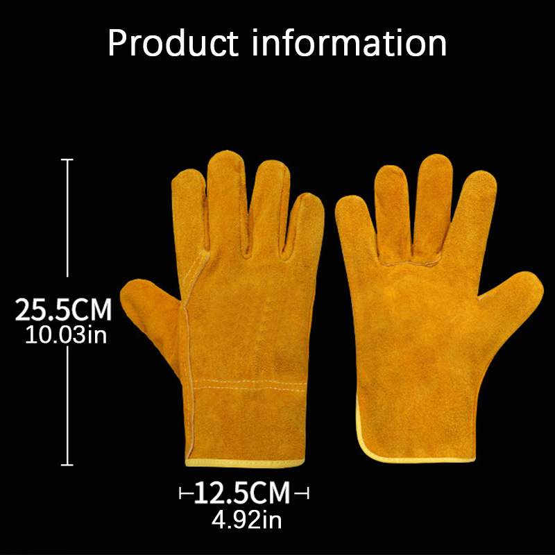 Elektrische lashandschoenen koeienhuid hittebestendig korte stijl voor lassers anti-verbranding, duurzaam zacht, beschermende versnelling lassen