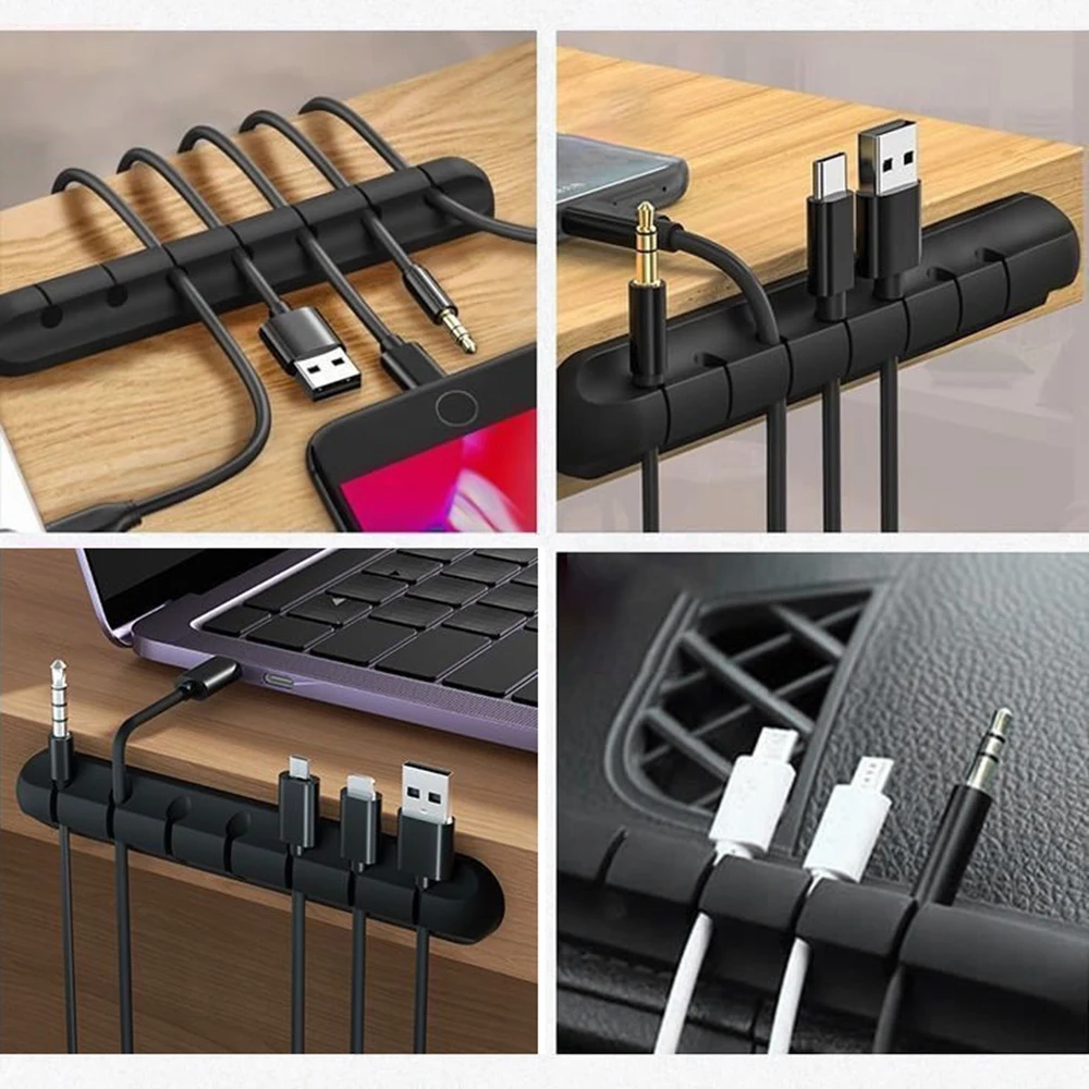 Selbstklebender Netzkabel-Kabelmanager, fester Spannfutterstecker, Mauskabel, Headset-Aufwicklung, Handy-Datenkabel, Karte, Silikon, Desktop
