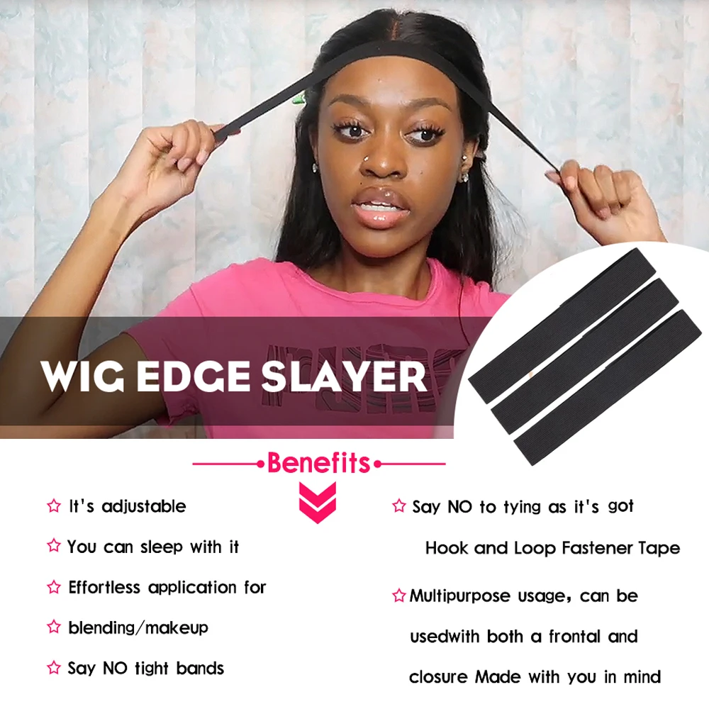Faixa elástica de 3/3.5cm de largura para perucas para derreter renda ajustável faixa de peruca para bordas com faixas de renda de cabelo magagictape para colocar bordas