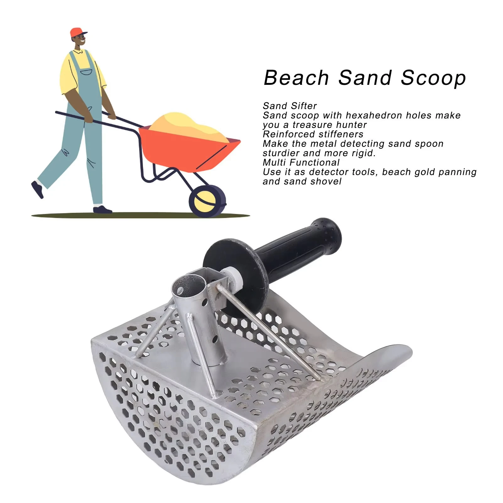 Zandschep en schep Graafgereedschap Strandzoeker Filter Zandschep Handmatig en detectie Zandlasschep
