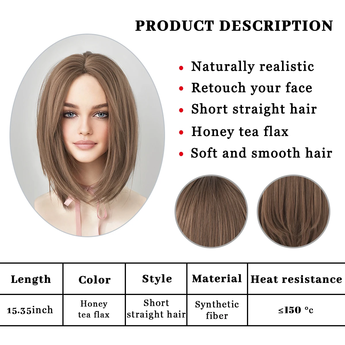 Pelucas sintéticas cortas y rectas con fecha diaria para mujer, pelucas Bob de Color lino con flequillo, pelo falso resistente al calor para fiesta de Cosplay