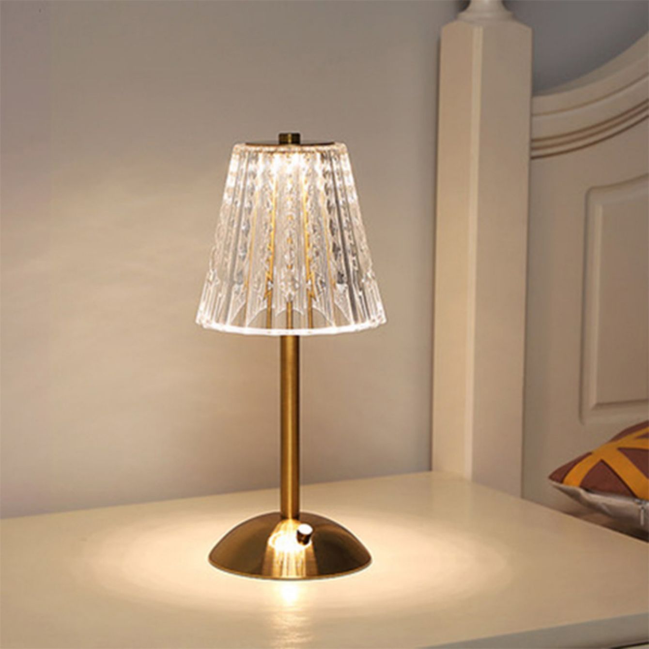 Lampe de table rétro en cristal, lampe de chevet pour chambre à coucher, atmosphère luxueuse, rechargeable, lumière LED à gradation