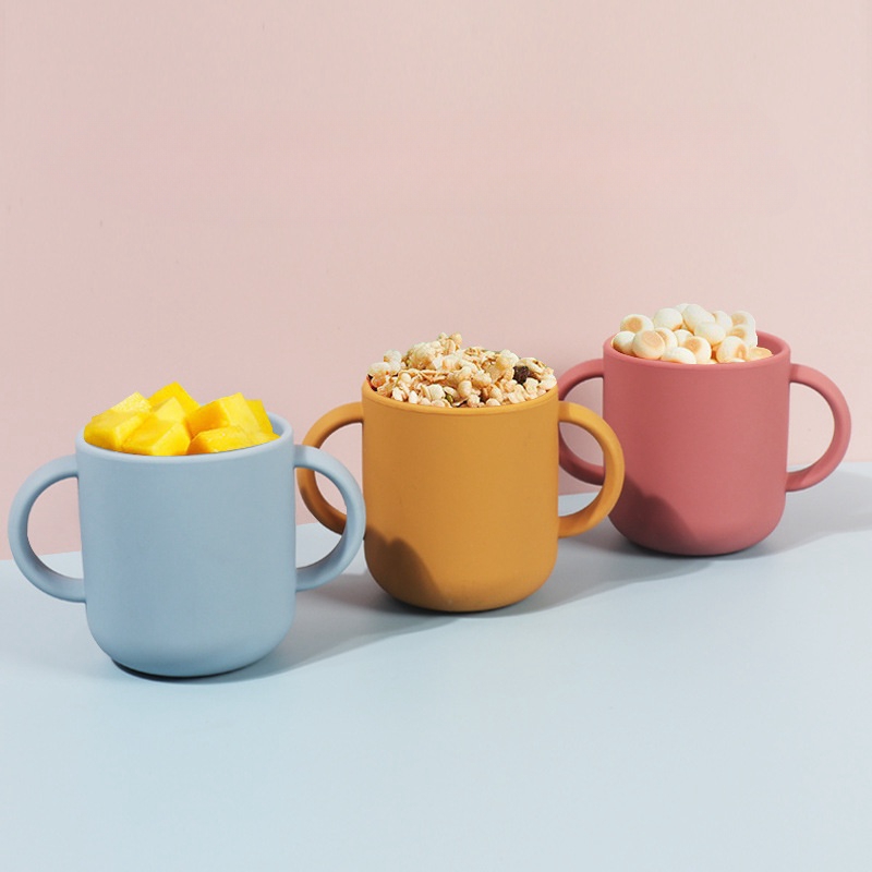 Copos de silicone para bebês e crianças pequenas, Copos de água potável, Copos de ouvido duplo