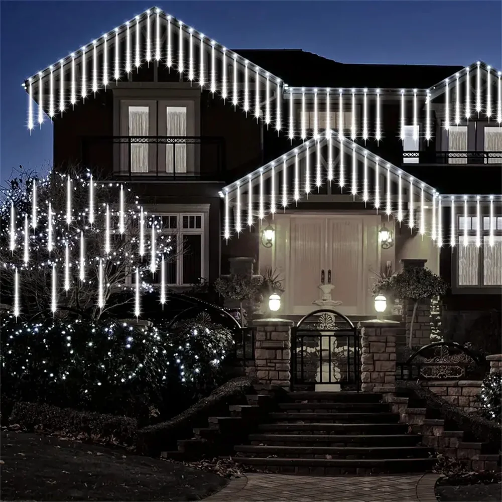 1/2/3/4 Set LED Meteorschauer Lichter Fee Lichterketten Weihnachten Urlaub Schnee Fallende Eiszapfen Kaskadierende Beleuchtung Hause Hochzeit