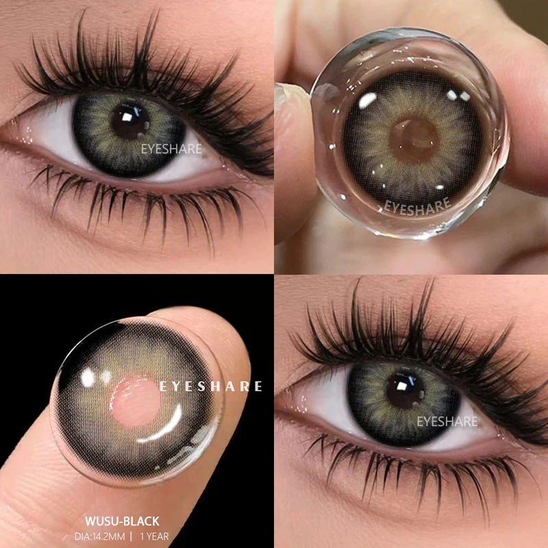 EYESHARE 1 คู่สีคอนแทคเลนส์สําหรับตาสีน้ําตาลธรรมชาติคอนแทคเลนส์ตาสีฟ้าสีเทารายชื่อสีเขียวนักเรียน