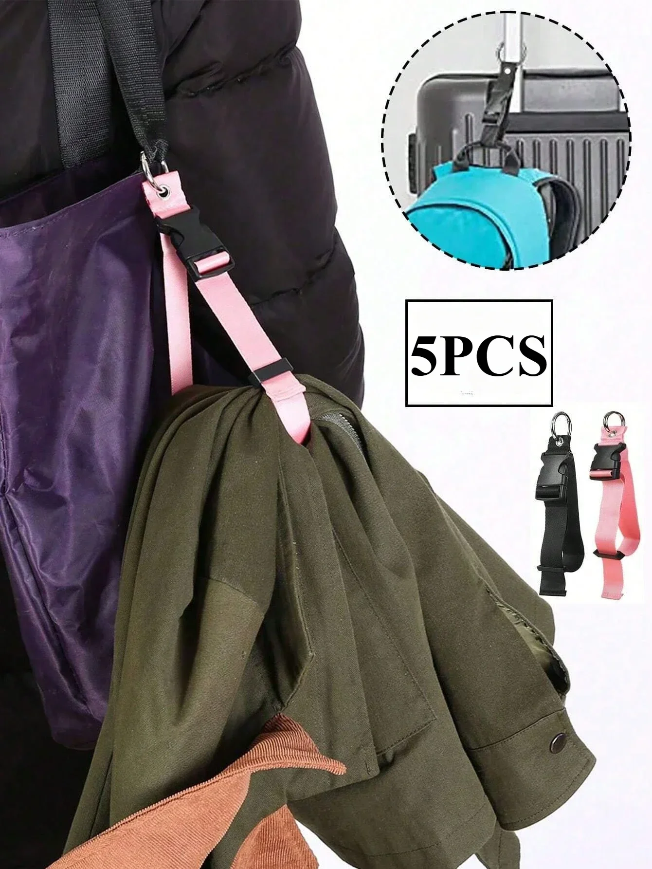 Alça de bagagem antifurto portátil, durável, fivela ao ar livre, homens, mulheres, mochila, clipe, obrigatório, bolsa de presente de viagem, etiquetas para bagagem