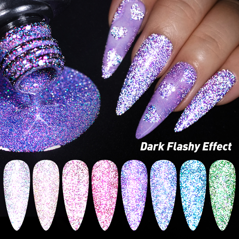 Mtssii 7ml Reflective Glitter Gel Nail Polish Semi Permanent Shiny Sequins UV LED Varnish Art Semi Permanent Gel For Manicure