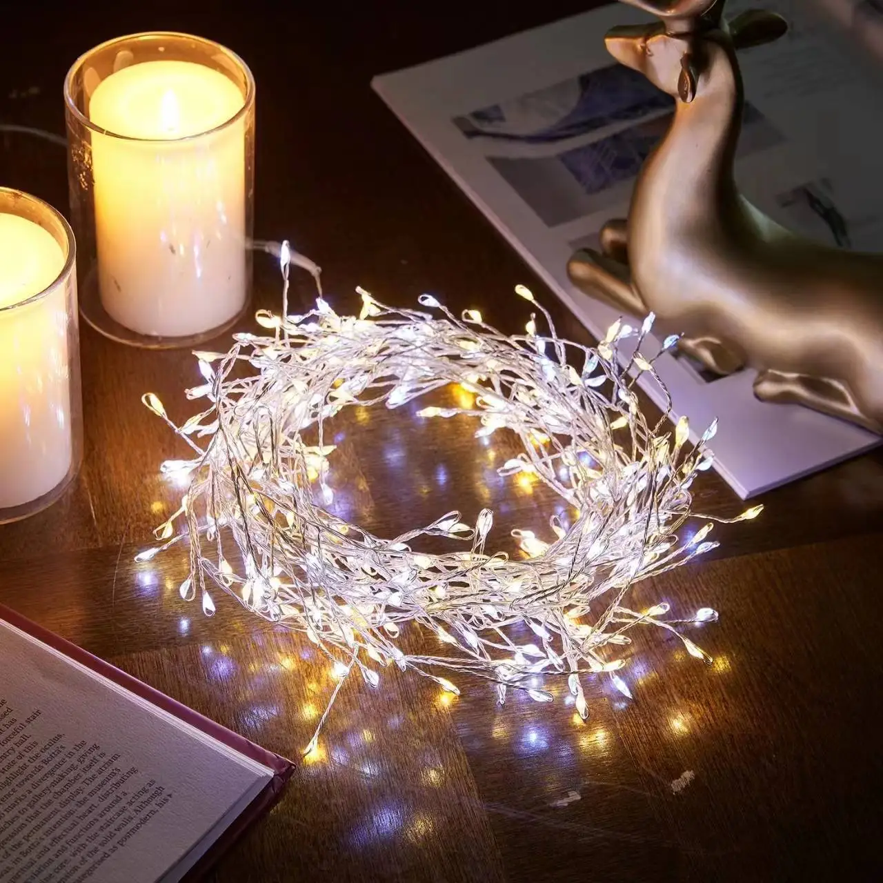 LED Firecracker String Lights - USB Powered with Remote Control, Decorative Fairy Garland for Wedding, Party, Garden & Christmas