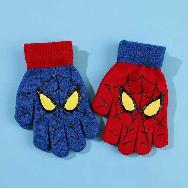 Disney Spiderman Winter Kinderen Warme Handschoenen Marvel Anime Cartoon Gebreide Handschoenen Leuke Decoratie Kinderen Kerstcadeaus 5-10Y