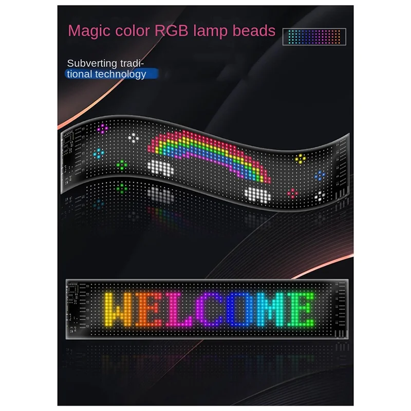LED Matrix Panel Programmable Flexible Screen IP65 Display Animation Message Scrolling Sign APP Control Cars Shop Bar