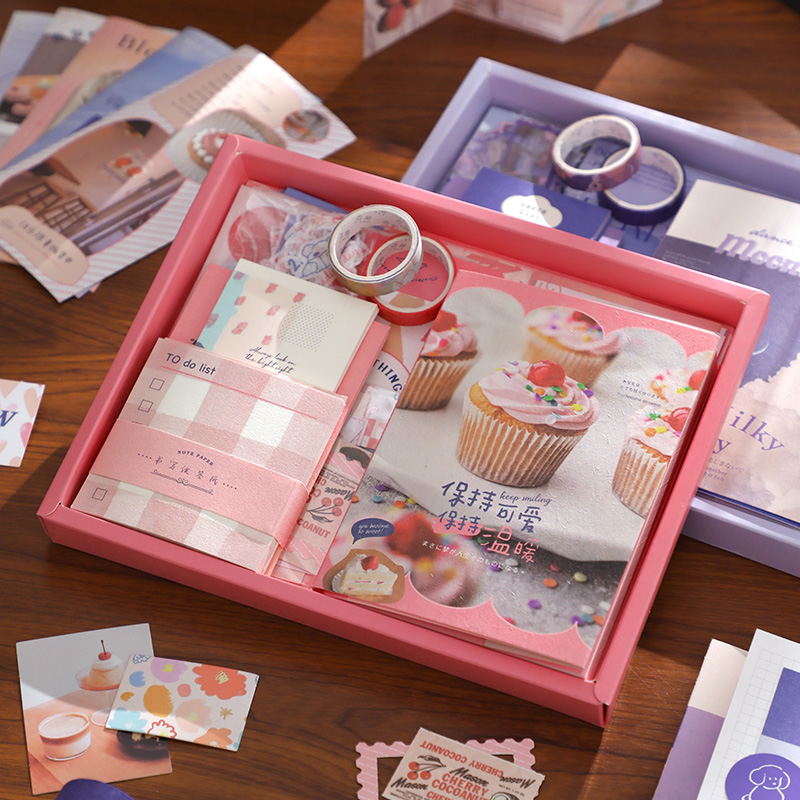 Yoofun 155 ชิ้น/กล่อง Scrapbooking Collage ขยะ Journal ตกแต่งของขวัญกล่องรวมสติกเกอร์เทปวัสดุกระดาษการ์ด Memo กระเป๋า