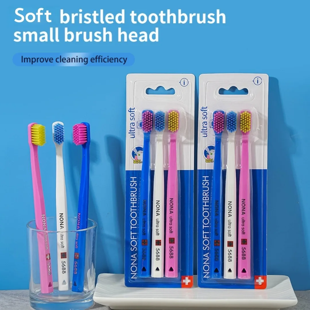 1 set Soft Toothbrush Three Colors Flossing Manual Full Head Teethbrush with Ultra Soft Cleaning for Adults