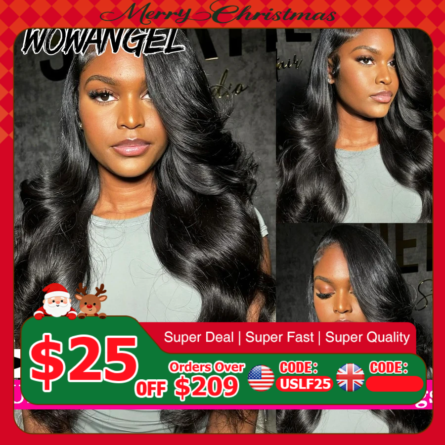 WowAngel 13x6 HD Lace Frontal Wigs Body Wave Human Hair Wigs Bye Bye Knots Skin Melted Pre Plucked Brazilian Hair For Women