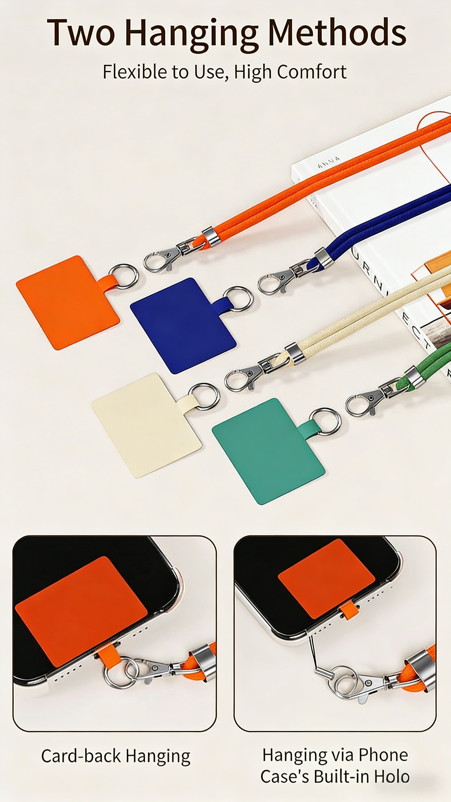 Cordón para teléfono manos libres: bandolera/correa para el cuello ajustable más larga y más gruesa - Accesorio universal para móvil