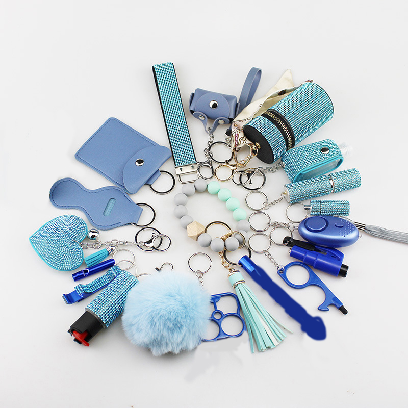 女性用アンチウルフプロテクションキーホルダーセット,ビーズブレスレット,フルセットキーリング,20個