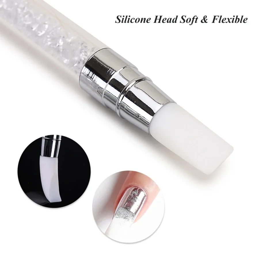 1 Pc 2 Kết Thúc Móng Tay Nghệ Thuật Silicone Điêu Khắc Bút 3D Khắc Tự Làm Lấp Lánh Bột Chất Lỏng Làm Móng Dotting Bàn Chải Móng Tay đầu Dụng Cụ