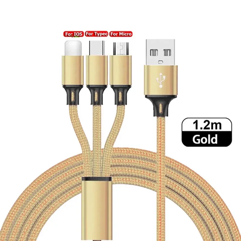Cable USB 3 en 1, Cable cargador Micro USB tipo C, puerto USB múltiple, Cable de carga rápida para iPhone 13, 12, 11 Pro Max, Samsung, Xiaomi