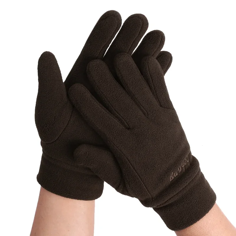 Guantes gruesos de lana para hombre y mujer, guantes térmicos cálidos con dedos completos para invierno, resistentes al viento, para correr, esquiar y ciclismo