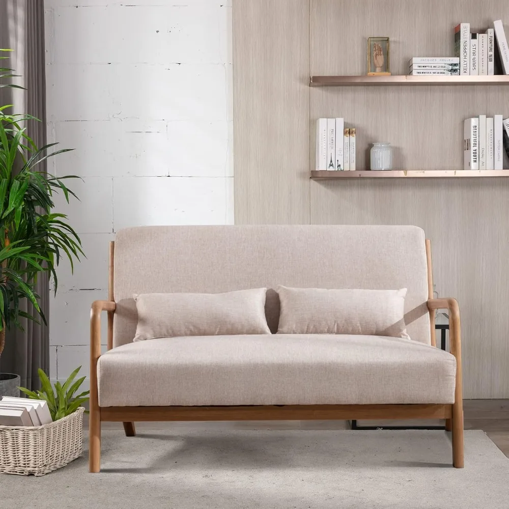 50" Love seat Sofa 2 Seat Mid Century Modern Accent Chair, Uplostered 2 Person Couch Loveseat for Small Place Bedroom