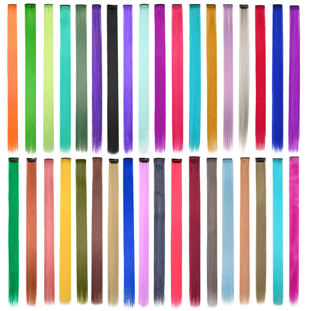 10 teile/paket farbige Party Highlights Clip in Haar verlängerungen für Mädchen 18 Zoll Omber Farben glattes Haar synthetische Haar teile