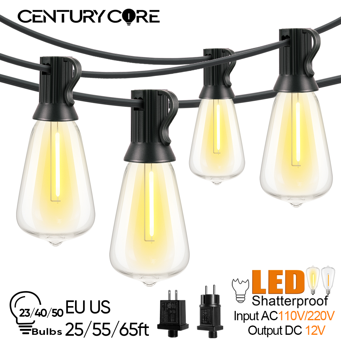 7,6 M 17 M 20 M ST38 Lichterketten Outdoor Girlande Niederspannung Licht EU UNS STECKER Wasserdicht Bruchsicher Outdoor dekoration Licht