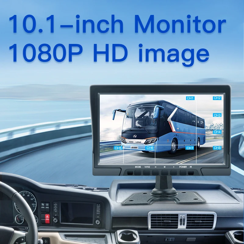 Truck Bus 8CH MDVR HDD Mobile DVR NVR GPS 4G Video Recorder 10.1 Inch Car VGA Monitor Backup Camera System