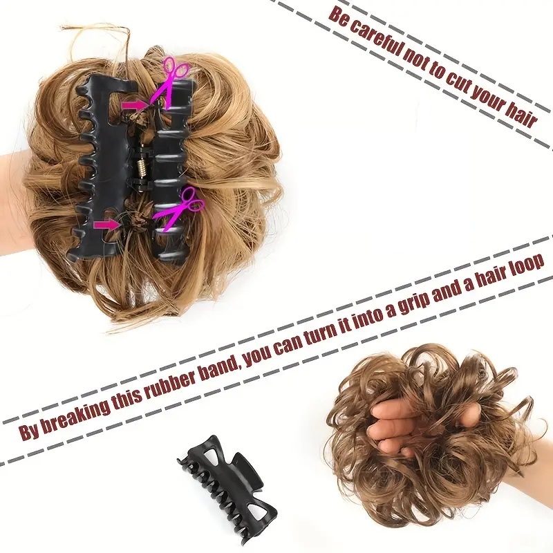 Chignon synthétique en désordre pour femmes, Extension capillaire courte, bouclée, ondulée, noire, Blonde, postiche pour femmes
