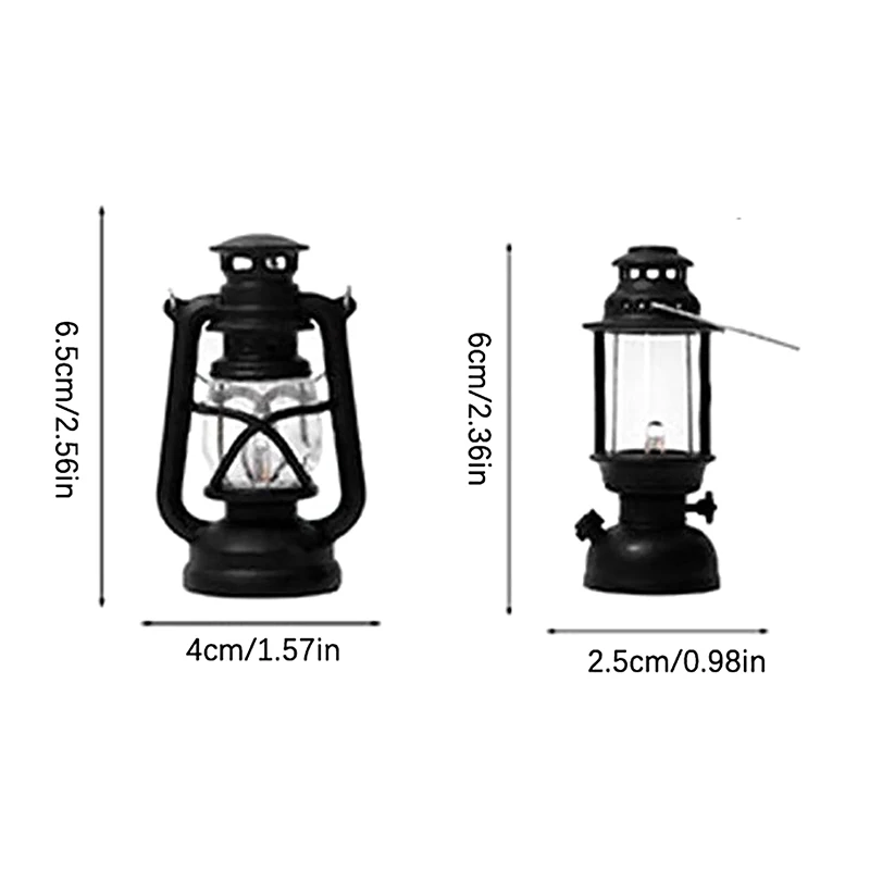 1PC 6cm Mini Led Retro Glowing Pony Lantern Simulation Cande Light Night Light Dollhouse Miniature Kerosene Lamp Home Decor Toy