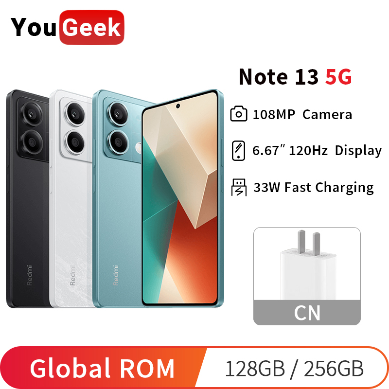 Xiaomi-teléfono móvil Redmi Note 13 5G, ROM Global, cámara trasera de 108MP, Pantalla AMOLED de 6,67 pulgadas, 120Hz, batería de 5000mAh, carga rápida de 33W