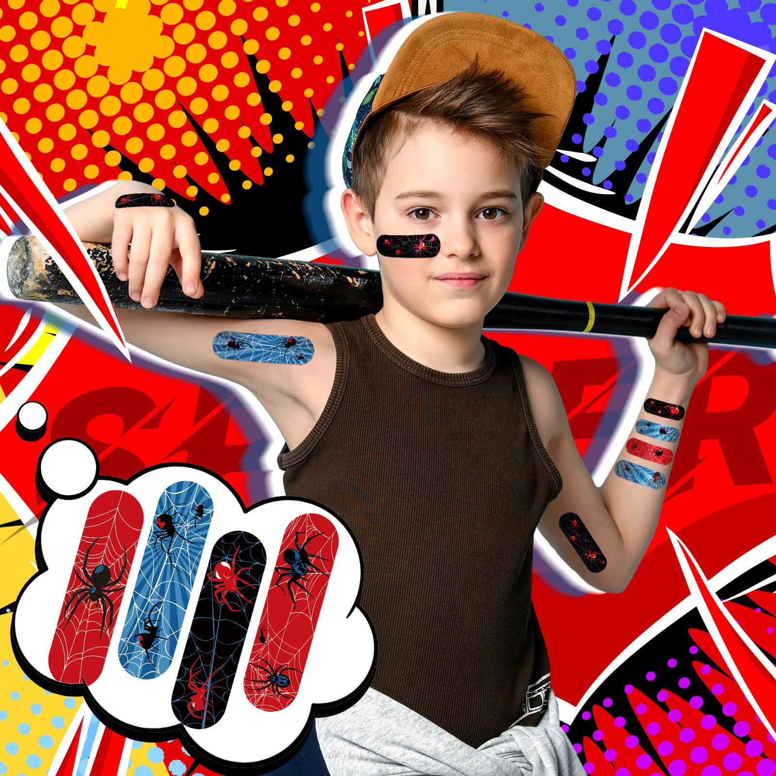 30/50pcs Cartoon Cute Spider Band Aid Wound Dressing Patch Plaster Skin Tape First Aid Disposable Breathable Adhesive Bandages