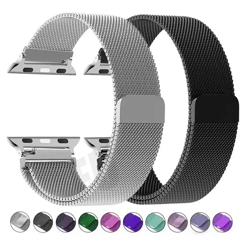 สายนาฬิกาแบบ Milanese Loop สำหรับ Apple Watch ขนาด 49 มม. 44 40 42 45 41 มม. สายโลหะสแตนเลส สำหรับ Iwatch Series 11 10 46 มม. Ultra2 3