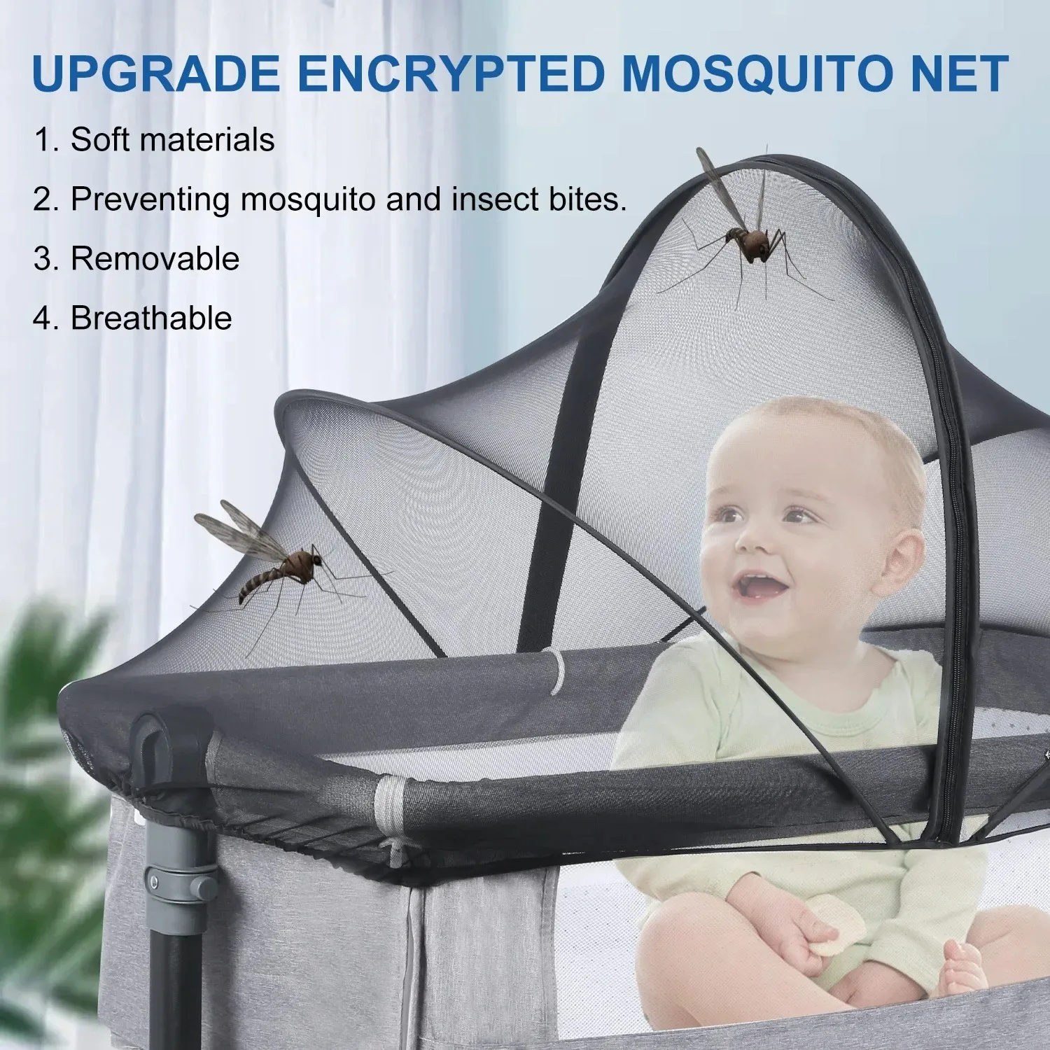 Zanzariera per lettino Four Seasons Universal Neonato Rimovibile Portatile Ventilare Protezioni per culla crittografate pieghevoli