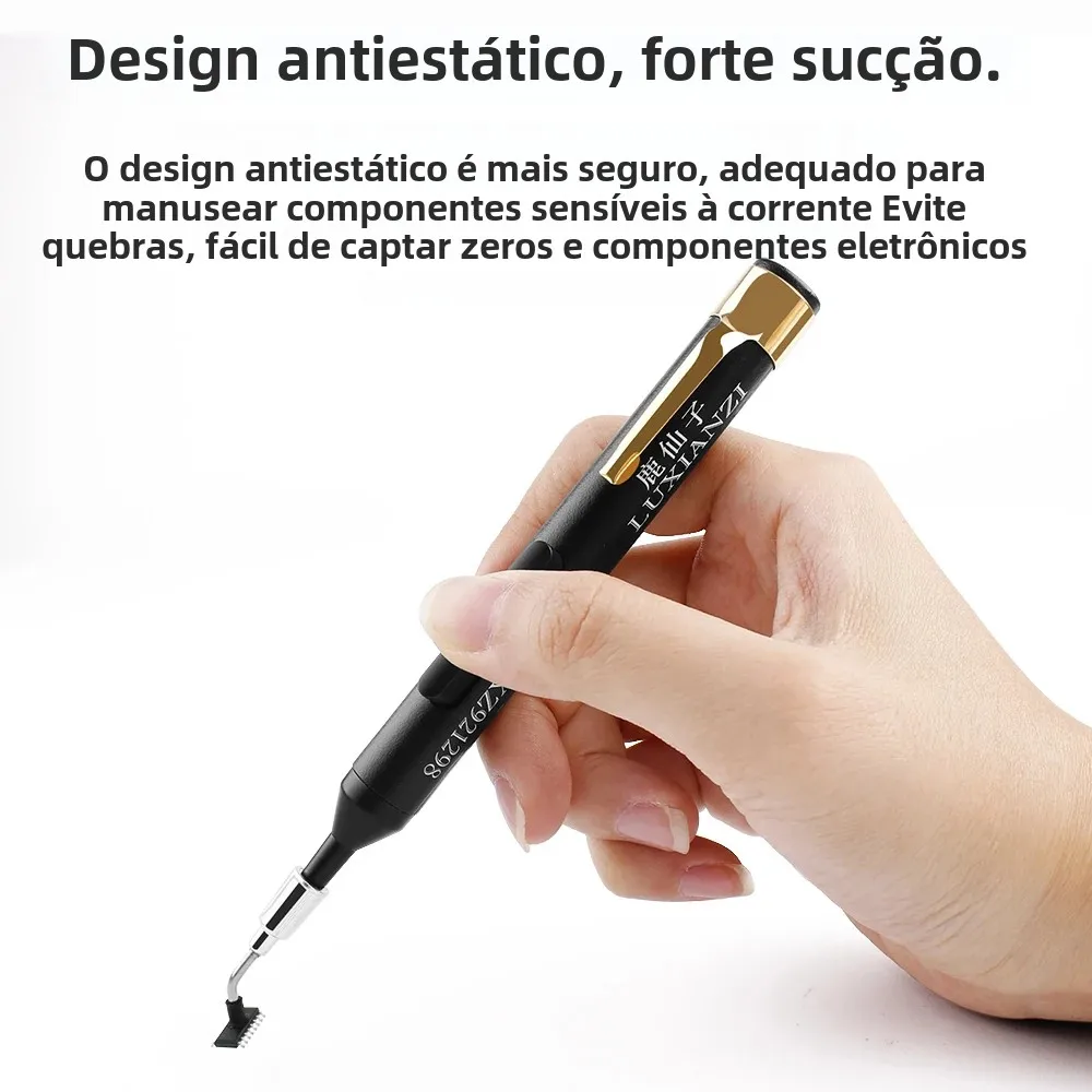 Luxianzi kit de caneta de sucção a vácuo com 3 otário ic smd pinças pegar ferramenta removedor otário bomba solda desoldering ​ Canetas de sucção