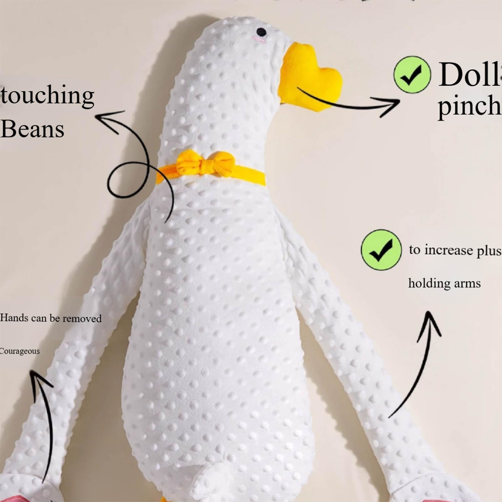 Muñeco para dormir con forma de gansos blancos para bebé, almohada de mano eléctrica ajustable de 3 velocidades con palma calmante