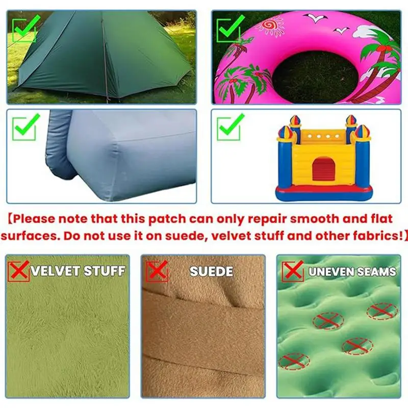 Kit de reparo de colchão de ar, 10 peças, forro de piscina, multiuso, resistente à água quente, resistente a uv, kit de reparo de remendo inflável para