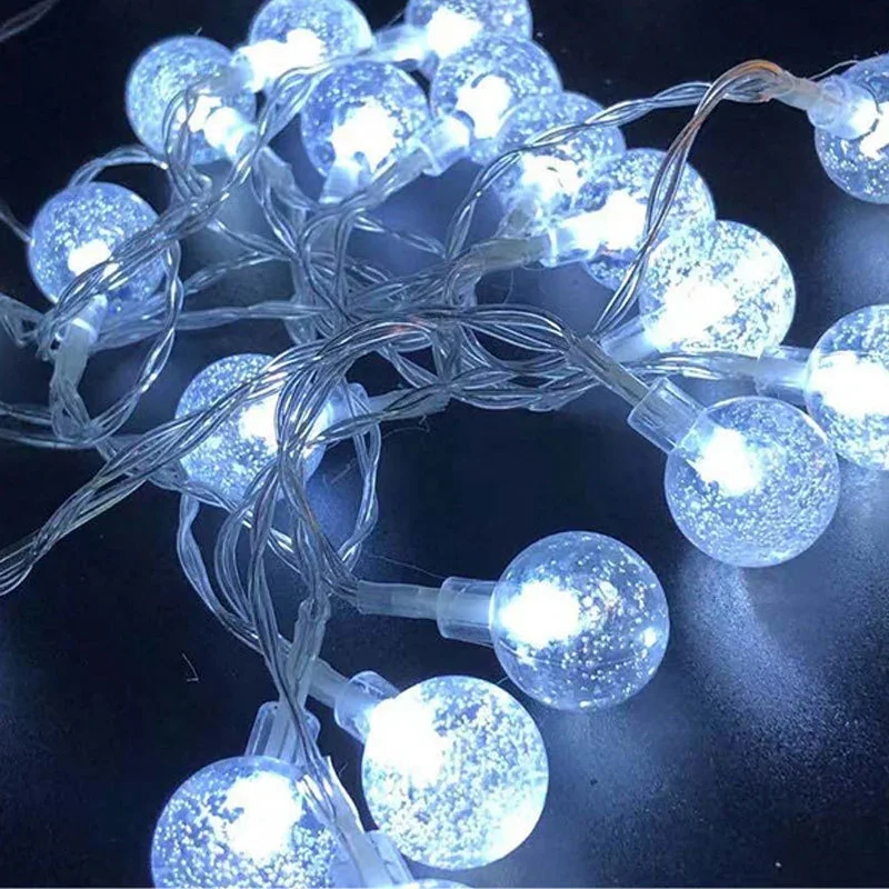 LED Bubble Ball String Lights Golden Glow Battery Operated Indoor Fairy Lights for Wedding Holidays New Year 2026 Decorations