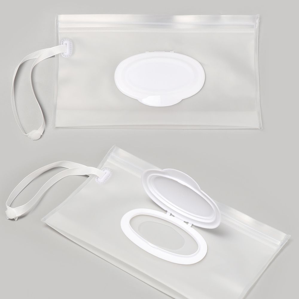 Reusable Snap Strap Clamshell Box Mask Case Wet Wipes Bag Cosmetic Container Napkin Storage Pouch