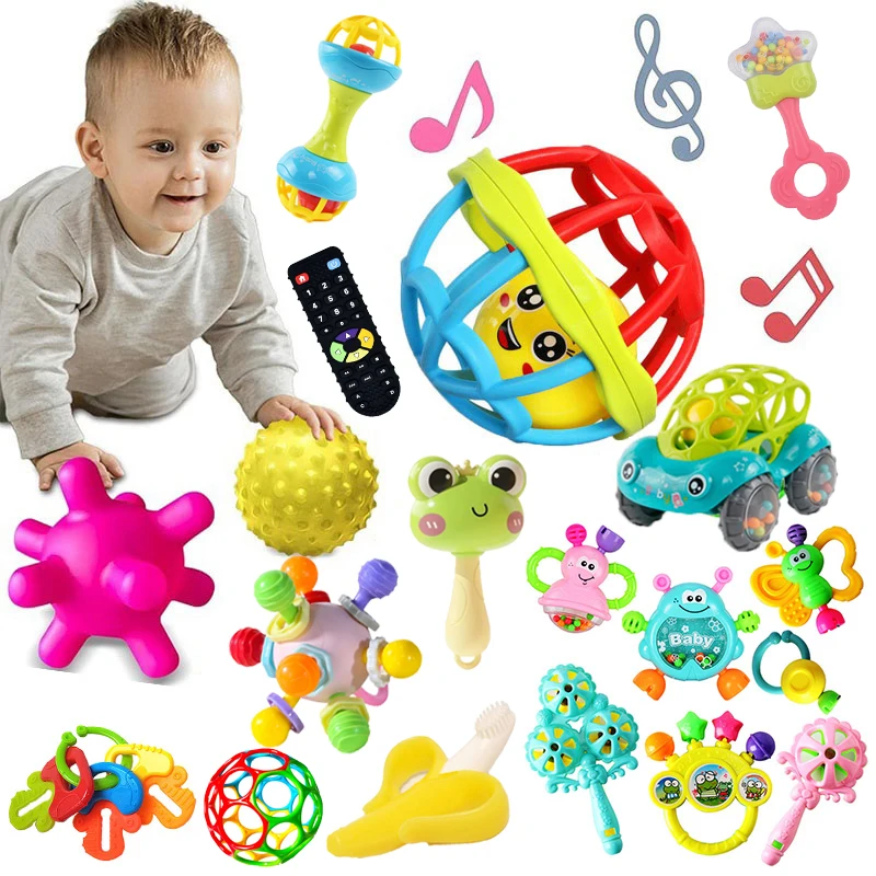 Baby Toys 0 12 Months Rattles Infant Hand Grab Rattle Ball Sensory Teether Development Teething Toys for Babies Newborn Gifts