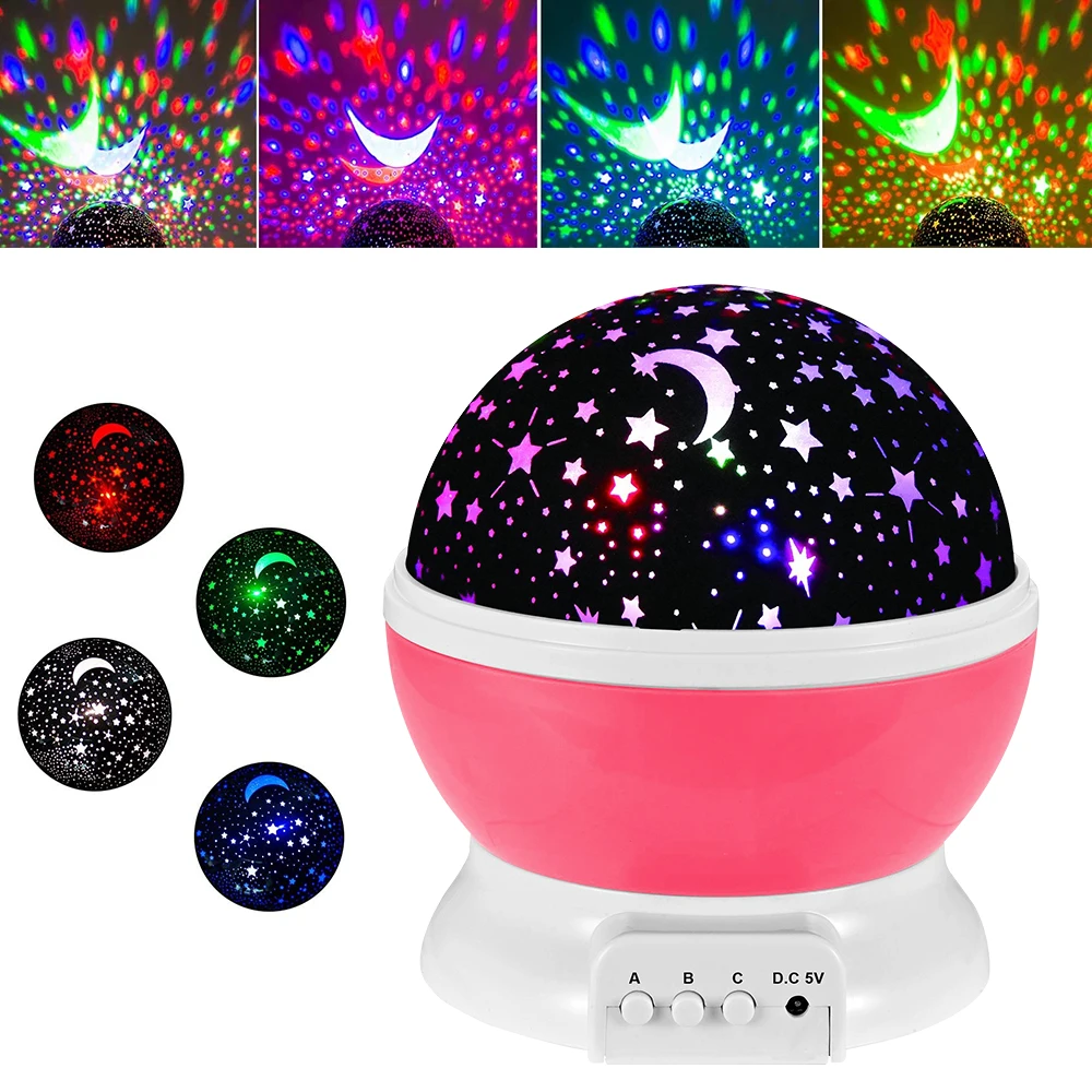 Proiettore stellato Luce notturna Rotante Luna Galassia Lampada Casa Camera da letto Asilo nido Lampada per bambini Decorazione Luci natalizie per regalo per bambini