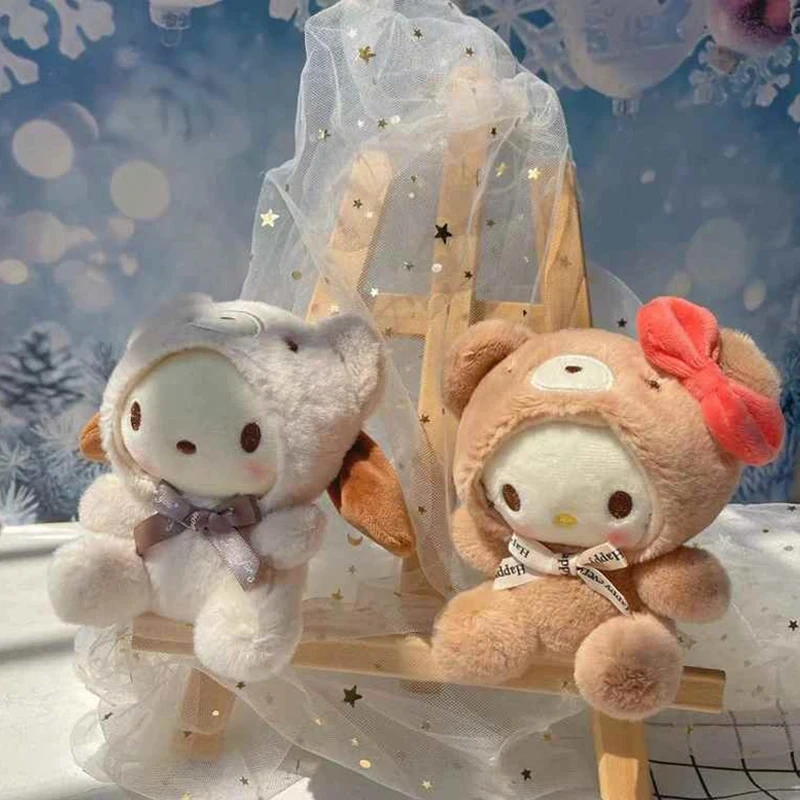 12 ซม.น่ารัก Sanrio Plush พวงกุญแจเด็ก Hello Kitty จี้ Kuromi การ์ตูน Key CHAIN กระเป๋าเป้สะพายหลังของขวัญตกแต่งสําหรับสาวของเล่น