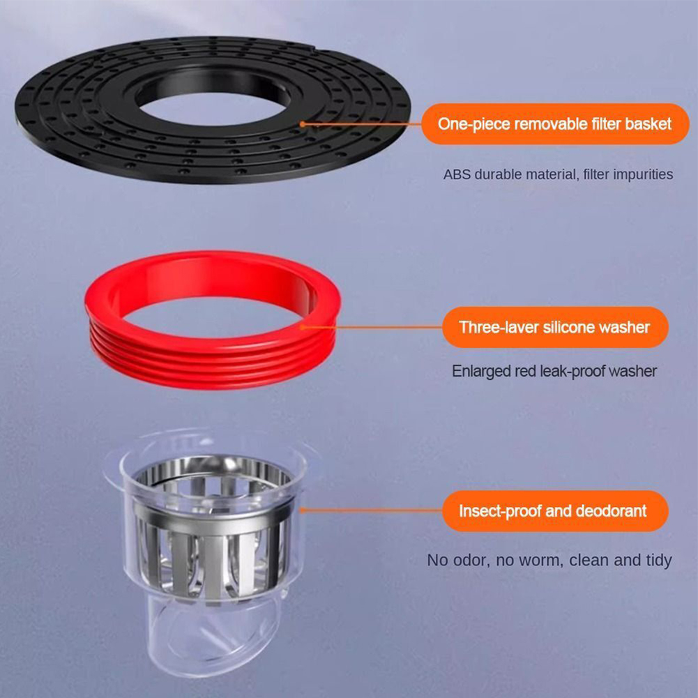 ท่อระบายน้ำหลักสำหรับพื้นห้องน้ำที่กรองท่อระบายน้ำห้องน้ำปลั๊กกันกลิ่น ABS ไม่มีกลิ่นท่อระบายน้ำสำหรับห้องน้ำ