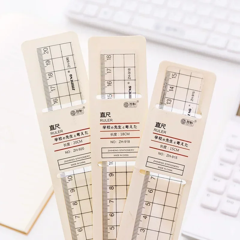 1Pcs Transparent Simple Style Plastic Ruler Grid Ruler Student Office Learn Stationery Drawing School Supplies