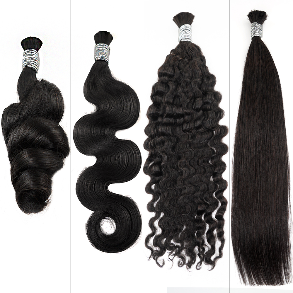 Extensions brésiliennes de cheveux humains, 100% cheveux humains, vague profonde, tressage en vrac, cheveux non transformés, sans trame, tresses Boho, boucles Remy