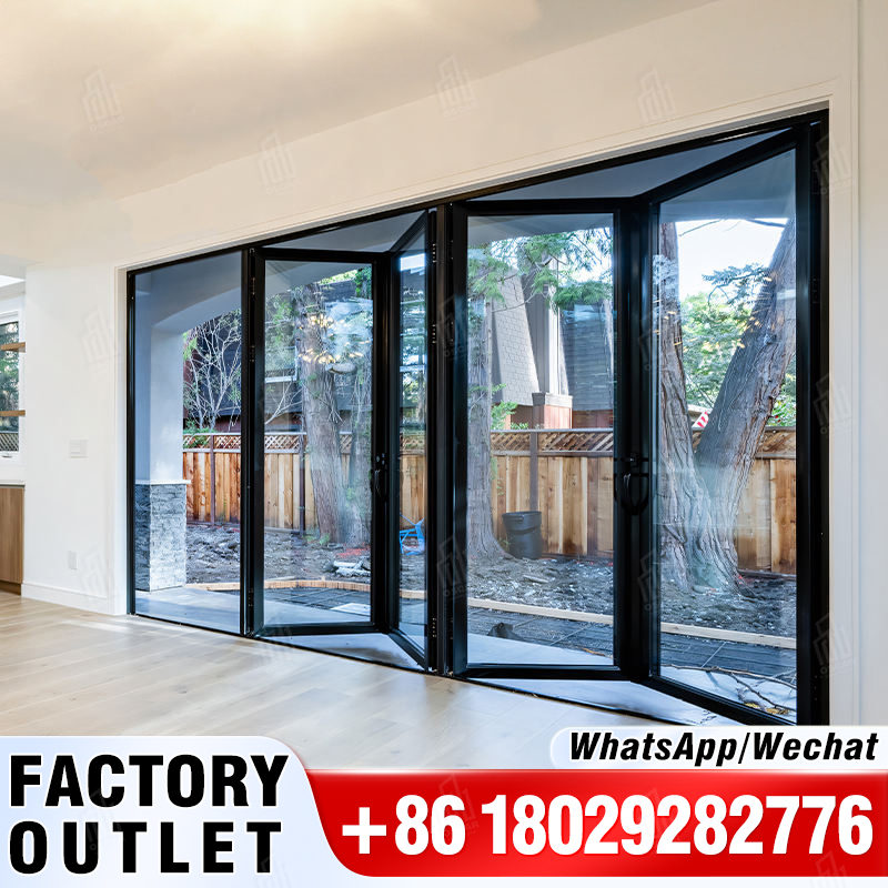 Puertas plegables de doble vidrio para dormitorio, puertas plegables de vidrio As2047, puerta Interior Exterior de aluminio templado, resistente al agua ODICK