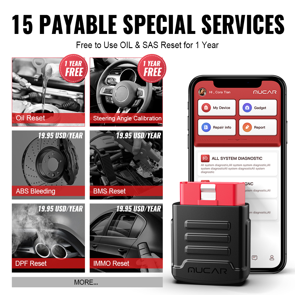 MUCAR BT200-herramientas de diagnóstico automotriz, escáner Obd 2, Bluetooth, Wifi, para todos los coches, probador Obd2, 15 reajustes de diagnóstico